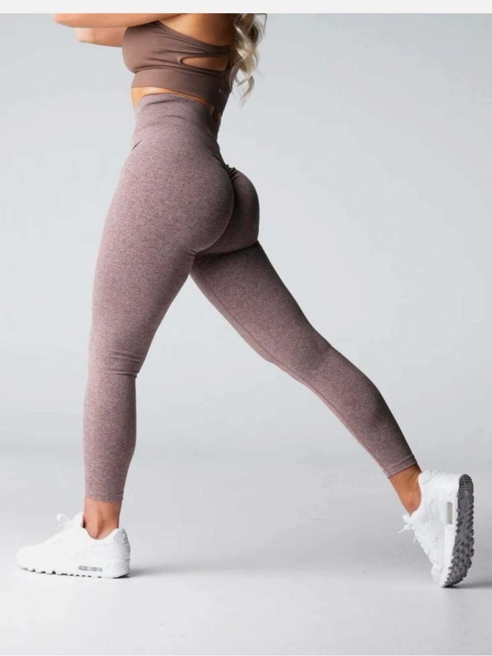 NVGTN Brown Textured High-Waist Leggings